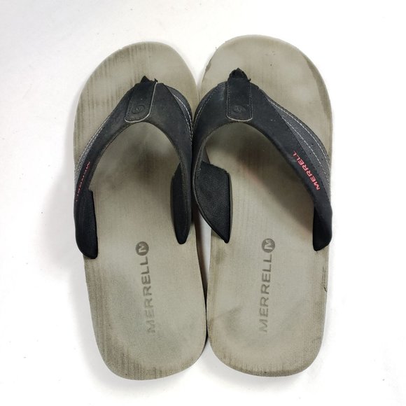 Merrell Men's Size 12 Black Leather Thong Sandals - Picture 7 of 8